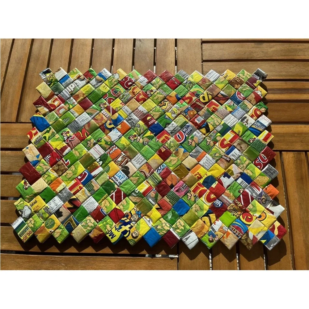 Braided Candy Wrapper Placemats Breakfast Lunch Dinner Set Of 4 Handmade